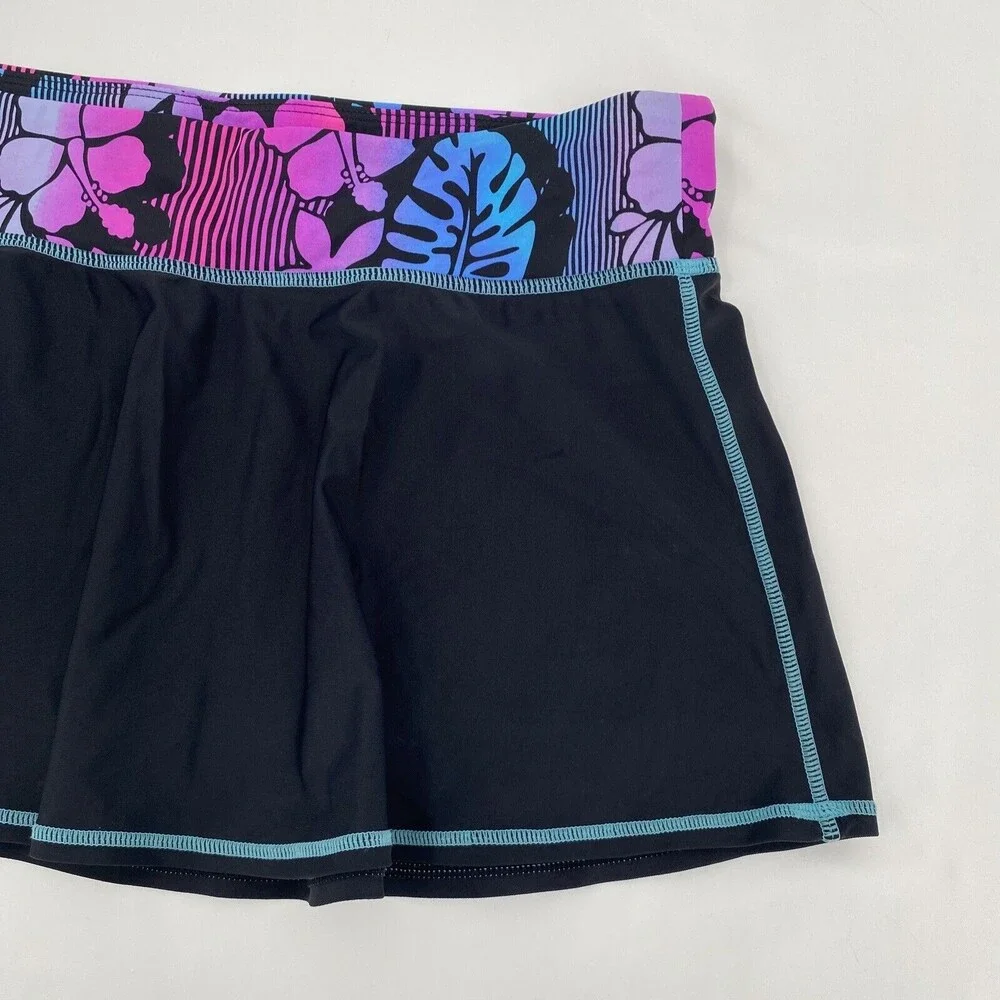 R way Swimwear Girl's Stretch Printed Waistband Pull-On  Skirt Black Size 14.5